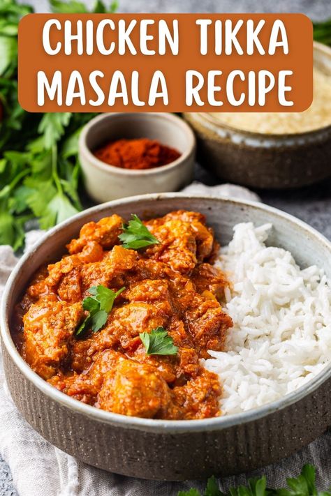 Experience the rich flavors of authentic Indian cuisine with this easy Chicken Tikka Masala recipe: delicious, straightforward, and utterly satisfying. Pataks Tikka Masala Recipe, Chicken Tikki Recipes, Chicken Tiki Marsala, Chicken Tikka Masala Instant Pot, Tikki Masala, Easy Chicken Tikka Masala, Chicken Tikka Masala Recipes, Tikka Masala Recipe, Chicken Masala