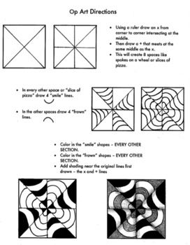 Op Art worksheet. How to create a real optical illusion. Great Sub Plan. Optical Illusion Worksheet, Quick Art Lesson, Halloween Middle School Art, Op Art Tutorial, Optical Illusion Art For Kids, Optical Illusion Art Projects, Ks3 Worksheets, Symmetry Art Lesson, Op Art Ideas