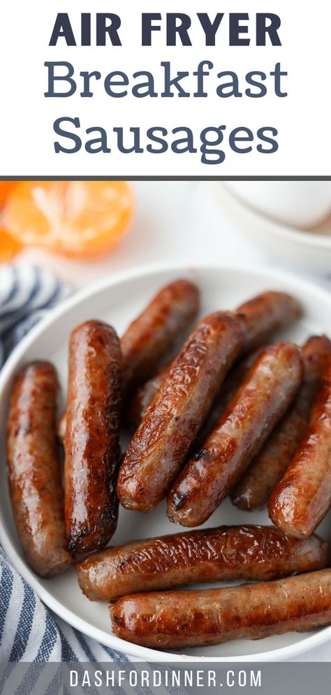 This easy recipe for Air Fryer Breakfast Sausages works for links, patties, or even frozen! If you're looking for an easy breakfast, some meal prep inspiration, or a quick way to prepare a holiday breakfast - try this air fryer method. It's even better than pan-frying, and it takes less than half the time (with none of the clean-up). Paleo Breakfast Sausage, Recipe For Air Fryer, Air Fryer Breakfast, Raw Breakfast, Breakfast Sausage Links, Homemade Breakfast Sausage, Pan Frying, Frozen Breakfast, Blueberry Breakfast