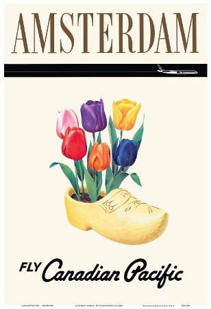 Dutch Shoes, Dutch Tulips, Poster Advertisement, Pacific Airlines, Vintage Airline Posters, Dutch Tulip, Postal Vintage, Amsterdam Holland, Holland Netherlands