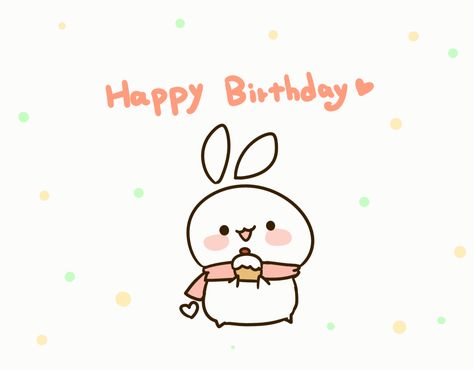 Cute Birthday Pictures Cartoon, Birthday Animation Gif, Cute Birthday Images, Happy Birthday Cartoon Cute, Happy Birthday Cute Images, Happy Birthday Cute Gif, Happy Birthday To You Gif, Happy Birthday Rabbit, Kawaii Happy Birthday