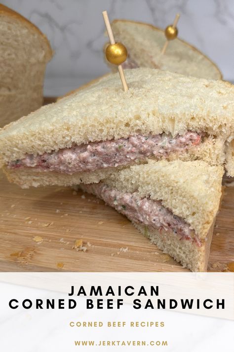 How to make Corned Beef Sandwich Corn Beef Sandwiches Recipes, Corned Beef Sandwich Recipe, Canned Corned Beef, Beef Sandwich Recipes, Corned Beef Sandwich, Canned Meats, Corned Beef Recipes, Jamaican Food, Carnival Food