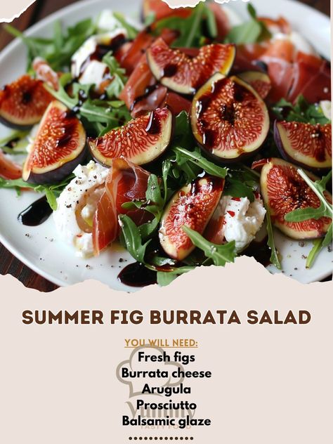 Fig Burrata, Fig Salad Recipes, Burrata Recipe, Fig Salad, Burrata Salad, Burrata Cheese, Fresh Figs, Arugula Salad, Balsamic Glaze