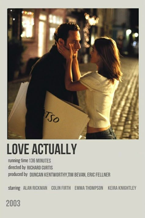 Love Actually Movie Poster, Rom Com Polaroid Poster, Love Actually Poster, Love Jones Movie, Minimalist Film Posters, Love Actually Movie, Love Actually 2003, The Fall Movie, Romance Movie Poster