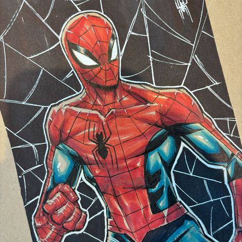 First one up from @superfancon @spookyfancon Spider-Man on brown paper I love how these look on the brown paper. White really pop #artofmalo #spiderman #spookyfancon #mcu #marvel #marvelcomics #comicbookart #comicbookartist #artforsale #artforsalebyartist Spiderman Pop Art, Spiderman Pop, Mcu Marvel, Horse Drawings, Sketches Simple, Comic Book Artists, Sketchbook Ideas, Art Drawings Sketches Simple, Brown Paper