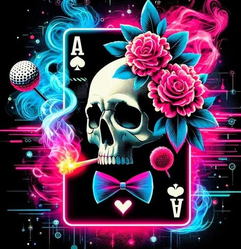 Neon Graffiti Art, Doodle Anatomy, Skull Artwork Illustrations, Colorful Skull Art, Skeleton Artwork, Skull Rose Tattoos, Sugar Skull Artwork, Skull And Flowers, Blue Rose Tattoos