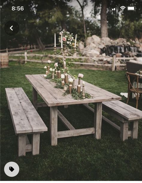 Outdoor Farm Table, Rustic Farm Table, Diy Picnic Table, Furniture Coffee Tables, Diy Outdoor Table, Wooden Pallet Projects, Outdoor Picnic Tables, Rustic Outdoor, Funky Painted Furniture