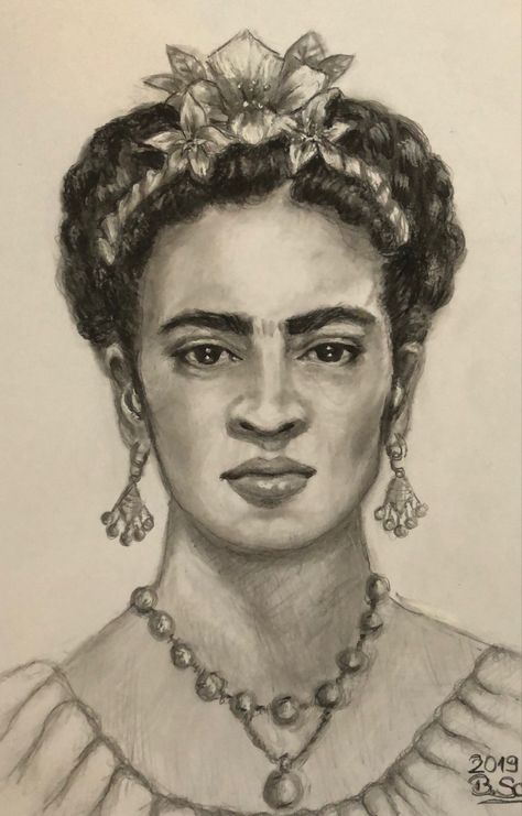 Frida Kahlo Drawing Sketches, Frida Khalo Drawing, Frida Kahlo Sketch, Frida Kahlo Drawing Simple, Frida Kahlo Tattoo, Frida Kahlo Drawing, Frida Kahlo Art, Tasteful Tattoos, Portrait Sketches