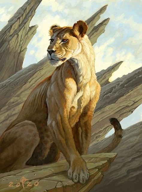 Lioness Fantasy Art, Lioness Illustration, Lioness Drawing, Wild Animals Illustration, Big Cat Illustration, Lioness Painting, Lioness Art, Minion Card, Inspirational Paintings