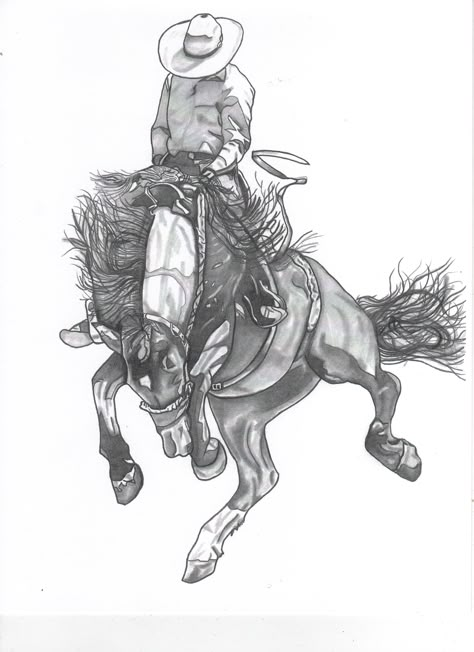 Bronc rider Western Rider Aesthetic, Bronc Rider Drawing, Bronc Rider Tattoo, Bucking Horse Drawing, Bronc Tattoo, Wallpaper Western, Saddle Bronc Riding, Western Tattoo, Bronco Horse