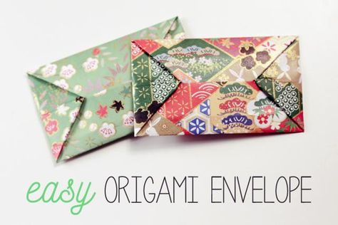 Learn how to fold a really simple origami envelope with these easy to follow step by step instructions. You will make a set of these envelopes in no time! Origami Kutu, Basic Origami, Envelope Tutorial, Origami Cards, Origami Paper Folding, Origami Step By Step, Origami Decoration, Origami Bookmark, Origami Envelope