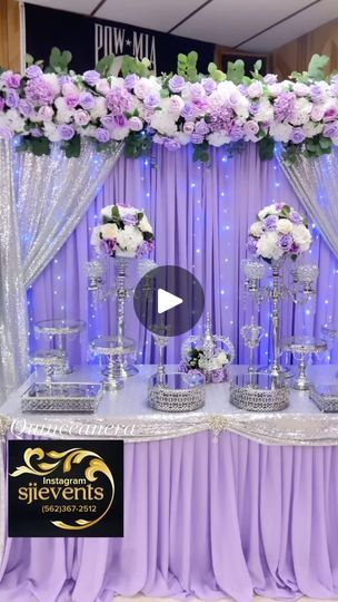 15 Purple Decorations, Purple And Silver Table Decorations, Lilac Quinceanera Decorations, Main Table Quinceanera, Quinceanera Aesthetic, Table Birthday, 50th Birthday Party Decorations, Quinceanera Planning, Reception Backdrop