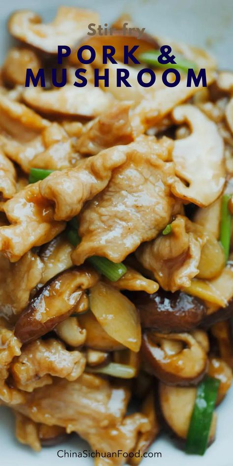 Pork and mushroom stir fry Stir Fry Dinner, Pork Stir Fry Recipes, Pork Mushroom, Teriyaki Pork, Mushroom Stir Fry, Chinese Stir Fry, Asian Pork, Seasonal Vegetables, Pork Stir Fry