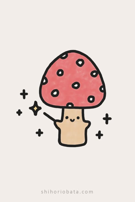 20 Easy Mushroom Drawing Ideas Easy Cute Mushroom Drawings, How To Draw Cute Mushrooms, Cute Cartoon Drawings Easy Simple, Cottagecore Drawings Easy, Cute Easy Mushroom Painting, Simple Pink Drawings, Pink Mushroom Drawing, Cottagecore Mushroom Drawing, Cute Mushroom Drawing Simple