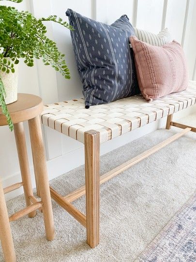 Diy Woven Bench, Router Drill, Woven Bench, Woven Chair, Leather Bench, Diy Bench, Inspiration Photo, 8 Months, Accent Walls