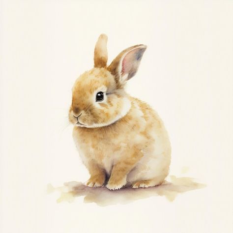 Photo a painting of a bunny that is sitt... | Premium Photo #Freepik #photo Rabbit Watercolor, Bunny Watercolor, Animal Activist, Diy Watercolor Painting, Diy Watercolor, A Bunny, Video New, On The Ground, Vector Photo