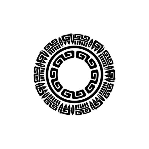 Aztec Circle Design, Aztec Tattoos Men, Circle Tattoo Design, Tato Maori, Azteca Tattoo, 42 Tattoo, Aztec Symbols, Aztec Tattoo Designs, Circle Tattoo