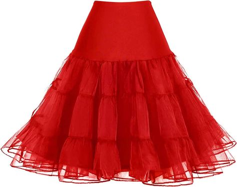 Amazon.com: Pinup Fashion Red Petticoat Skirt Crinoline for Women Underskirt Under Dresses Puffy Skirt 50S Costume Petty Coats Fluffy Petticoat : Clothing, Shoes & Jewelry Formal Dress Short, Dresses Puffy, Red Tulle Skirt, 50s Costume, Skirt School, Pinup Fashion, Petticoat Skirt, Wedding Dress Bridesmaid, Puffy Skirt