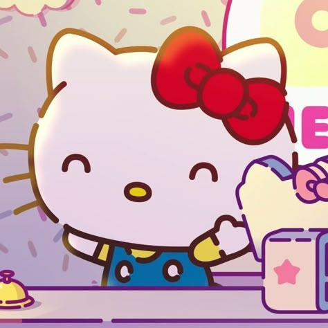 Hello Kitty Eating, Hello Kitty Pfps, Hello Kitty And Her Friends, Sanrio World, Hello Kitty Core, Hello Kitty Icons, Kitty Icon, Hello Kitty World, Hello Kitty Pfp