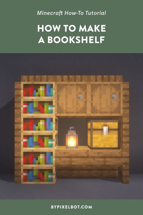 How to Make a Bookshelf in Minecraft Bookshelves Minecraft, Enchanting Room Minecraft Design, Make Bookshelf, Minecraft Bookshelf Ideas, Minecraft Houses Blueprints Step By Step, Minecraft Houses Blueprints Layout Easy, Enchanting Room Minecraft, Minecraft Bookshelf, Make A Bookshelf