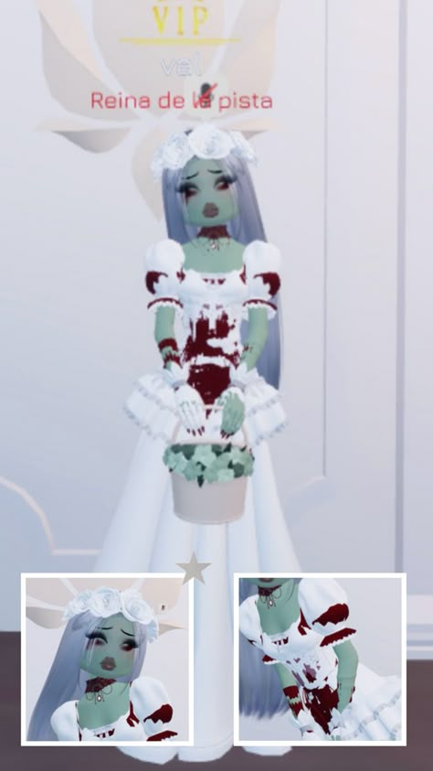 Theme: Apocalipsis zombie (zombie bride) Watching Horror Movies, Zombie Dress, Characters In Real Life, Zombie Clothes, Small Chest Tattoos, Zombie Bride, Bloxburg Decals Codes Wallpaper, Code Wallpaper, Clothing Studio