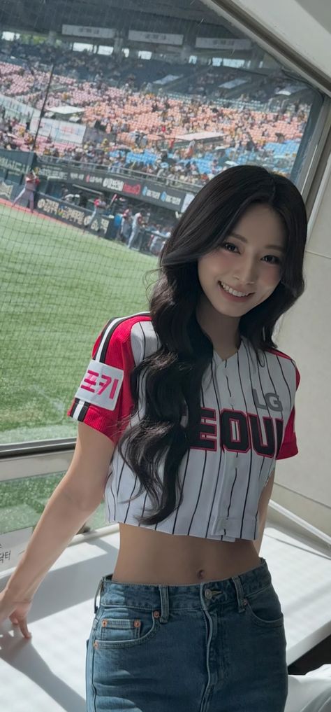 Tzuyu wallpaper #tzuyu #twice #wallpaper Shuffles Ideas, Choi Tzuyu, Tzuyu Body, Tzuyu Wallpaper, Chou Tzu Yu, Twice Tzuyu, Chou Tzuyu, Baseball Uniforms, Baby Top