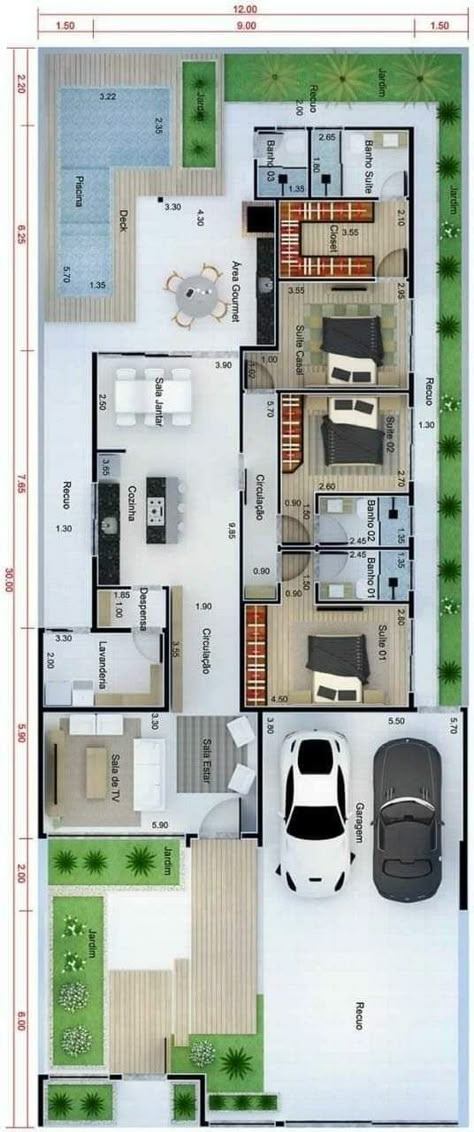 10x30 House Plan, 12x30 House Plans, 10x20 House Plans, Under Stair Garden, Stair Garden, Under Stair, 3d Floor Plans, Three Bedroom House Plan, Three Bedroom House