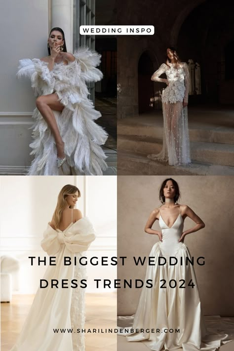 You are a bride to be and thrilled about the upcoming wedding dress trends of 2024? Get inspired by the New York Bridal Fashion Week (Fall 2023)...MORE Unique Weddings Dress, Fall 2023 Wedding Dress, Statement Wedding Dress Unique, 2024 Wedding Dress Styles, Wedding Dress 2024 Bride, Wedding Dresses For 2024, New York Wedding Dress, 2024 Bride Dress, Popular Wedding Dresses 2024