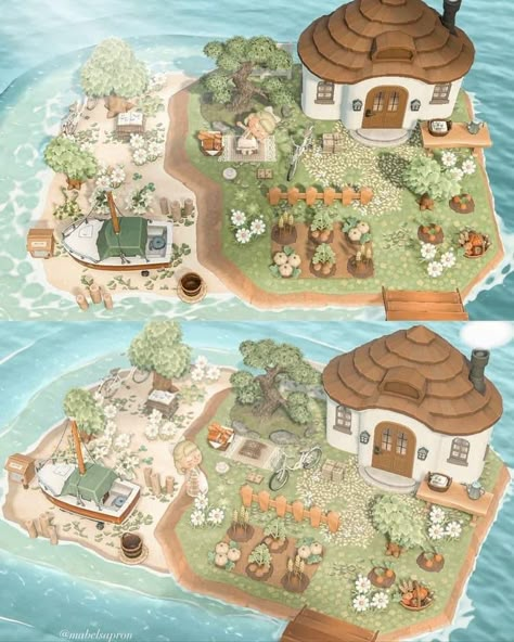 Animal Crossing Happy Home Paradise, Cottagecore Animal Crossing, Cottagecore Ideas, Acnh Hhp, Acnh House, Motif Acnl, Acnh Cottagecore, Happy Home Paradise, Happy Home Designer