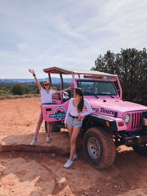 Arizona Aesthetic, Aesthetic Pose, Pink Jeep, Get In Loser, Sedona Arizona, Sedona, Jeep, Monster Trucks, Arizona