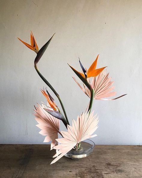 Art Floral Japonais, Arreglos Ikebana, Sogetsu Ikebana, Birds Of Paradise Flower, Tafel Decor, Ikebana Arrangements, Ikebana Flower Arrangement, Deco Floral, Bird Of Paradise