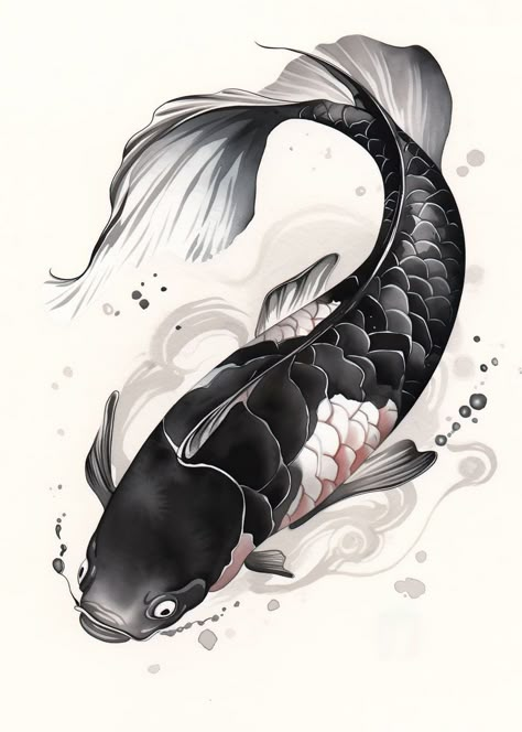 Squid Tattoo, Unique Half Sleeve Tattoos, Koi Fish Drawing, Magic Runes, Whale Tattoos, Koi Art, Koi Tattoo, Warrior Tattoos, Koi Fish Tattoo