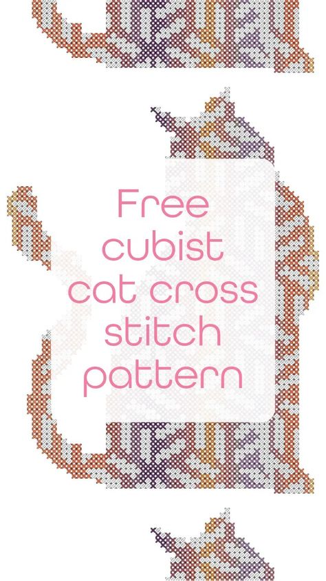 Free cubist cat cross stitch pattern - Craft with Cartwright Cat Cross Stitch Pattern Free, Cross Stitch Designs Free, Cross Stitch Pattern Free, Abstract Embroidery, Free Chart, Cat Cross Stitch Pattern, Cat Cross Stitch, Cross Stitch Patterns Free, Traditional Crafts