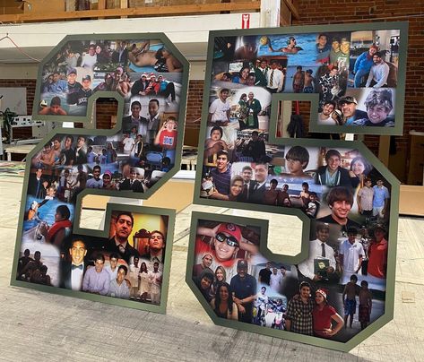 Custom Number Photo Collage Centerpiece Photo Display Ideas, Picture Number Collage, 18th Birthday Party Photo Booth, Graduation Photo Collage Ideas, Picture Boards For Birthdays, 21st Photo Board Ideas, Birthday Photo Collage Ideas Creative, Photo Poster Board, Senior Poster Board Ideas