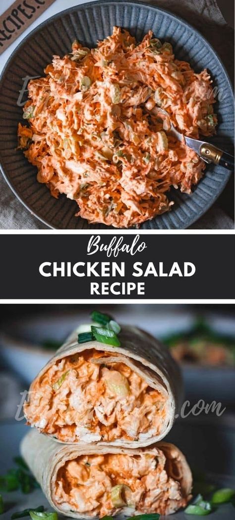 Buffalo Chicken Salad Recipe Buffalo Chicken Salad Recipe, Chicken Salad Wrap Recipe, Buffalo Recipe, Chicken Salad Wrap, Buffalo Chicken Salad, Salads To Go, Chicken Salad Recipe, Easy Healthy Lunches, Quick Lunch