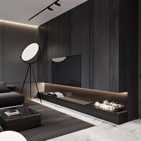 Minimal Living Room Design, Tv Lounge Design, Modern Room Design, Feature Wall Living Room, Minimal Living Room, Minimal Living, Library Wall, Living Room Decor Fireplace, Tv Wall Design