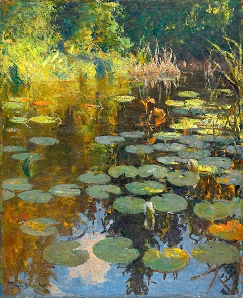 Frank Weston Benson, Orlando Museum Of Art, Water Lilies Painting, Pond Painting, Lotus Painting, Lily Painting, Lily Pond, Oil Painting Reproductions, Plein Air Paintings