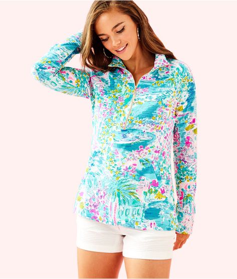 Postcards From Positano: Shop By Print | Lilly Pulitzer Blue Lilly, Half Zip Pullover, Nantucket, Upf 50, Lilly Pulitzer, Lily Pulitzer Dress, Tunic Tops, Active Wear, Color Blue