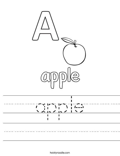 apple Worksheet - Twisty Noodle Aa Worksheets, Apple Worksheet, Tk Teacher, Apple Word, Letter Coloring Pages, Transportation Worksheet, Preschool Sight Words, Homework Worksheets, Line Tracing