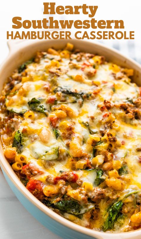 Baked Southwestern Cowboy Casserole. Goulash Casserole Recipes, Ground Beef And Beans Recipes For Dinner, Dinner Recipes Using Fresh Spinach, Recipe With Ditalini, Casserole Ground Beef Recipes, Ground Beef And Veggies Recipes, Ground Beef With Spinach Recipes, Ground Beef Recipes With Spinach, Cherry Tomato Ground Beef Recipes