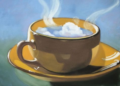 coffee clouds | ria hills Clouds In My Coffee, Storm In A Teacup, Painting Clouds, Coffee Tattoos, Coffee Shop Aesthetic, Coffee Drawing, Coffee Painting, Unique Tile, Coffee Pictures