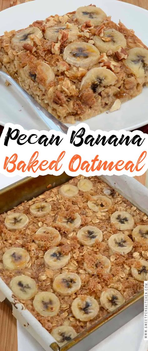 Banana Nut Oatmeal, Banana Pecan Bread, Banana Baked Oatmeal, Blueberry Oatmeal, Big Breakfast, Pecan Cookies, Banana Oats, Oatmeal Bars, Oatmeal Breakfast