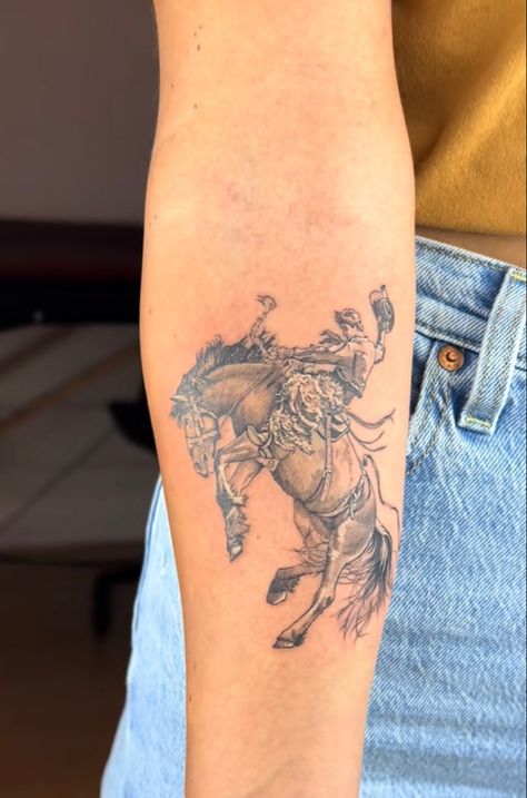 Western Traditional Tattoo Sleeve, Western Leg Sleeve Tattoo, Sleeve Hacks, Traditional Cowboy Tattoo, Women Tattoo Sleeve, Rodeo Tattoo, Tattoo Western, Brother And Sister Tattoo Ideas, Cowboy Tattoo