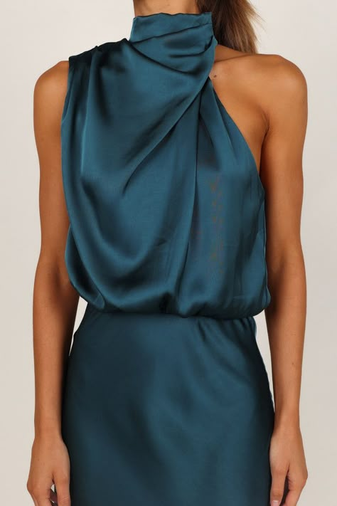 Anabelle Halter Neck Midi Dress - Teal - Petal & Pup USA High Neck Cocktail Dress, High Neck Low Back Dress, High Neck Satin Dress, Jewel Tone Dress, Mode Ab 50, Halter Neck Midi Dress, Halter Neck Maxi Dress, Summer Wedding Guests, Wedding Attire Guest