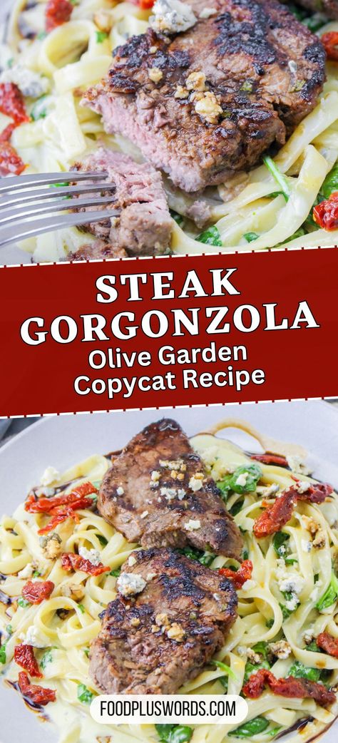 Longing for the unforgettable flavors of Olive Garden's steak gorgonzola? This copycat recipe is here to satisfy your cravings. With tender steak, creamy alfredo sauce, and the distinct taste of gorgonzola, every bite is like a trip down memory lane. Recreate the magic of Olive Garden's beloved dish in the comfort of your own home with this simple recipe. Copycat Olive Garden Steak Gorgonzola Alfredo, Steak Garganzola Olive Garden, Steak Gorgonzola Olive Garden, Olive Garden Steak Gorgonzola Alfredo, Olive Garden Steak Gorgonzola Recipe, Copycat Restaurant Recipes Olive Garden, Steak Gorgonzola Alfredo, Gorgonzola Alfredo, Olive Garden Copycat Recipes