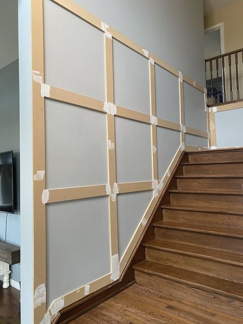 #homdecor #makeover #stairsdesign Staircase Accent Wall, Stair Paneling, Stairs Renovation, Staircase Wall Decor, House Staircase, Wall Paneling Diy, Staircase Remodel, Staircase Wall, Staircase Makeover