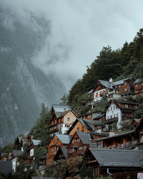 Mountain City Aesthetic, Small Mountain Town Aesthetic, Forest Town Aesthetic, Mountain Village Aesthetic, Mountain Town Aesthetic, Forest Foliage, Hallstatt Austria, Island Town, Small Town Life