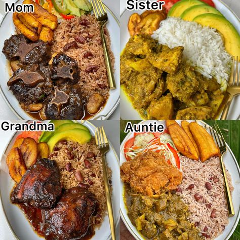 Sunday Dinner Ideas Jamaican, Jamaican Sunday Dinner, Oxtail Dinner Ideas, Jamaican Sunday Dinner Ideas, Dinner Party Foods, Dinner Meals Recipes, Big Dinner Party, Ackee And Saltfish, Salt Fish