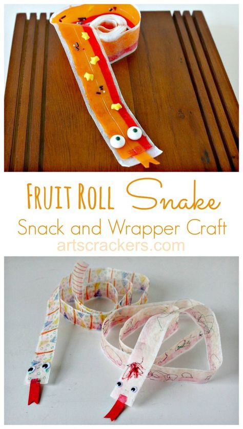 Fruit Roll Snake Snack and Wrapper Craft. Click the picture to get the tutorial. Jungle Snacks For Kids, Easy Preschool Snacks, Snake Craft, Store Bought Snacks, Snake Crafts, Kids Fruit, Paper Fruit, Reptile Food, Fruits For Kids