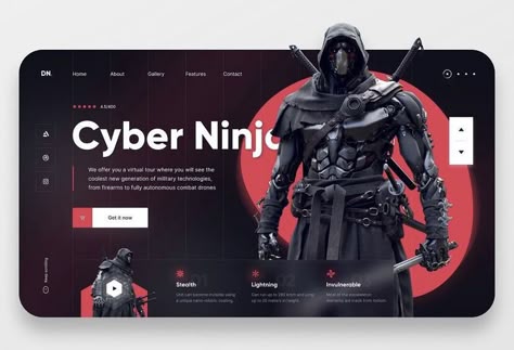 Black Web Design Inspiration, Red Theme Website Design, Red Black Web Design, Esport Website Design, Fantasy Website Design Inspiration, Gamer Website, Wix Website Ideas, Ui Design Tutorial, Entertainment Website